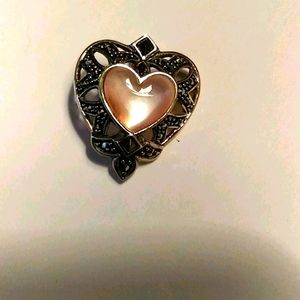 925 Silver, Marcacite, Heart Inhancer/Pendant